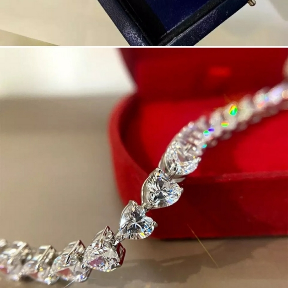 SALE!!! Stunning 30 ct Heart Cut Tennis Bracelet - Picture 12 of 16
